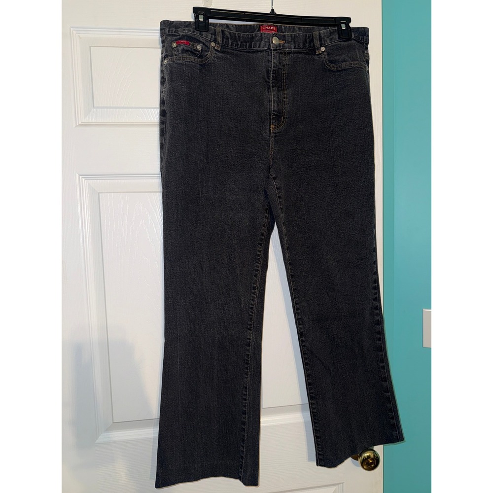 Chaps Denim Womens Black Straight Leg Jeans Size 16 Stretch Cotton Wash
